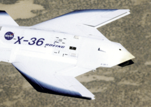 Close-up of the X36 wing trailing edge and split ailerons