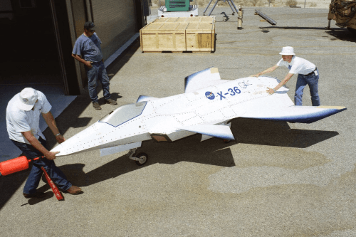 X36 with ground crew for scale