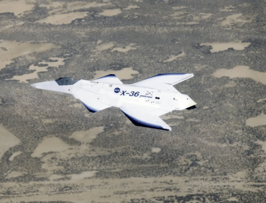 X36 flying low over the California desert